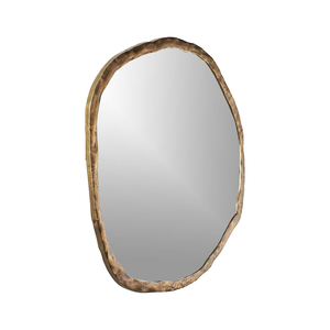 Antique mirror with uneven cast iron bezel