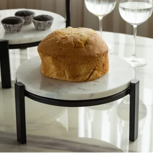 Metal and marble cake stand