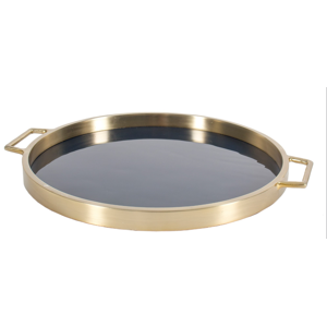Metal and glass antique serving tray
